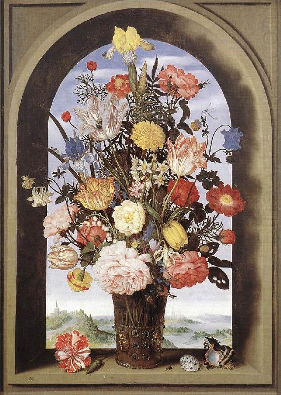 Bouquet in an Arched Window  yuyt, BOSSCHAERT, Ambrosius the Elder